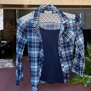 Blue Laced ButtonDown + Navy Blue Tank Top